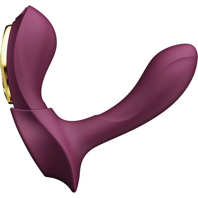 Фиолетовый вибромассажёр в трусики Aya с насадкой и пультом ДУ. Фотография 11.