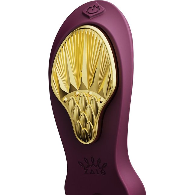 Фиолетовый вибромассажёр в трусики Aya с насадкой и пультом ДУ. Фотография 5.