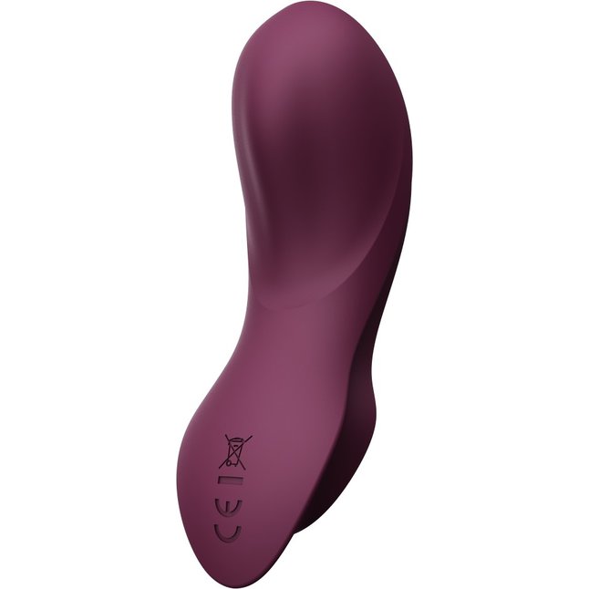 Фиолетовый вибромассажёр в трусики Aya с насадкой и пультом ДУ. Фотография 8.