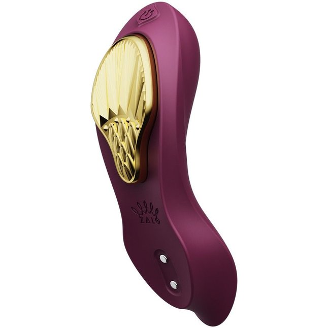 Фиолетовый вибромассажёр в трусики Aya с насадкой и пультом ДУ. Фотография 9.