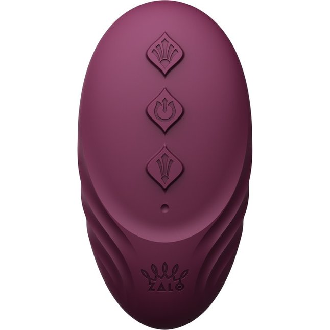 Фиолетовый вибромассажёр в трусики Aya с насадкой и пультом ДУ. Фотография 10.