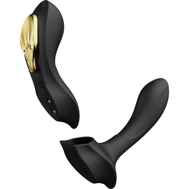 Черный вибромассажёр в трусики Aya с насадкой и пультом ДУ. Фотография 11.