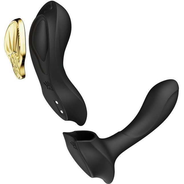 Черный вибромассажёр в трусики Aya с насадкой и пультом ДУ. Фотография 3.