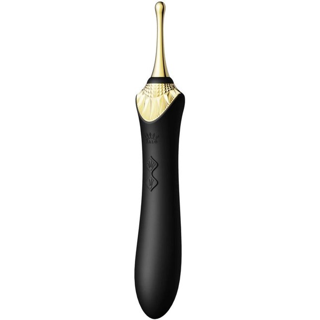 Черный клиторальный вибростимулятор с насадками Bess. Фотография 2.