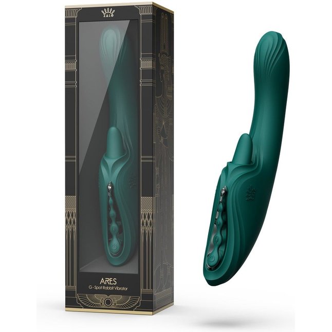 Зеленый вибростимулятор-кролик с функцией нагрева Ares - 24,6 см. Фотография 2.
