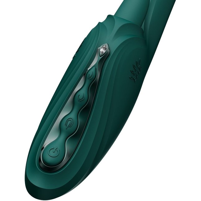 Зеленый вибростимулятор-кролик с функцией нагрева Ares - 24,6 см. Фотография 5.