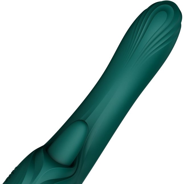 Зеленый вибростимулятор-кролик с функцией нагрева Ares - 24,6 см. Фотография 7.