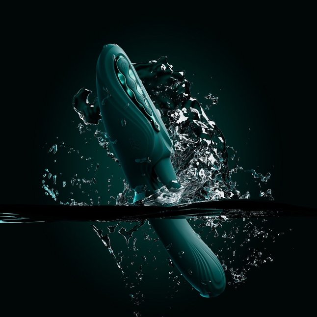 Зеленый вибростимулятор-кролик с функцией нагрева Ares - 24,6 см. Фотография 9.