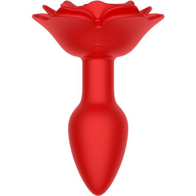 Красный анальный вибростимулятор в форме розы. Фотография 3.
