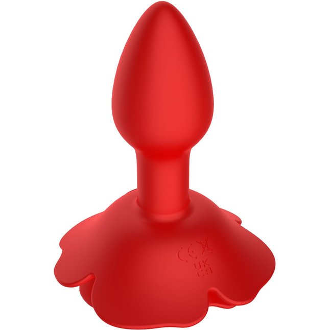 Красный анальный вибростимулятор в форме розы. Фотография 4.