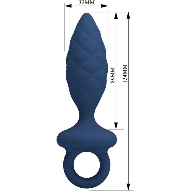 Синяя анальная пробка с кольцом Butt Plug with Loop M - 13,4 см - Mr.Play. Фотография 7.