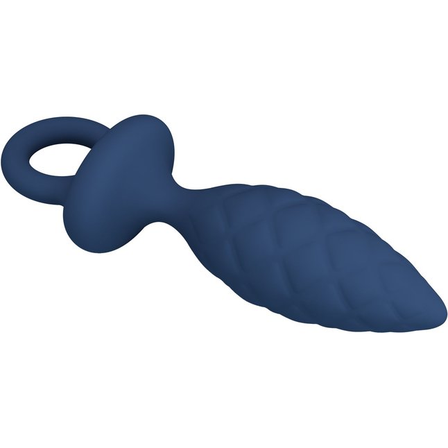 Синяя анальная пробка с кольцом Butt Plug with Loop S - 11,5 см - Mr.Play. Фотография 6.