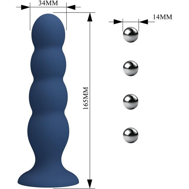 Синий анальный стимулятор со смещенным центром тяжести Silicone Anal Plug XL - 16,5 см - Mr.Play. Фотография 6.