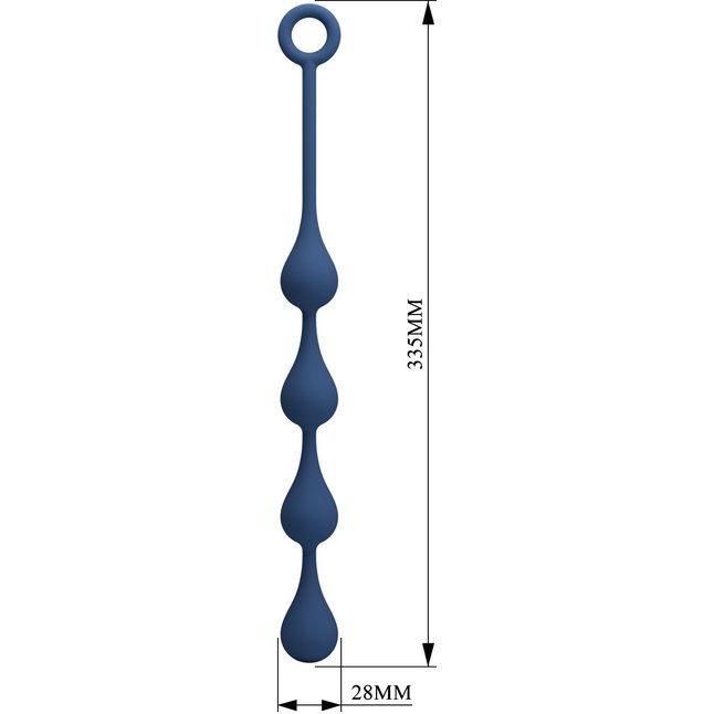 Синяя анальная ёлочка с кольцом Waterdrop Anal Balls 30 mm M - 33,5 см - Mr.Play. Фотография 7.