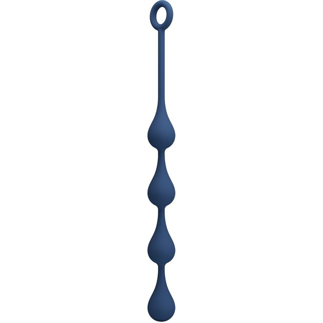 Синяя анальная ёлочка с кольцом Waterdrop Anal Balls 30 mm M - 33,5 см - Mr.Play