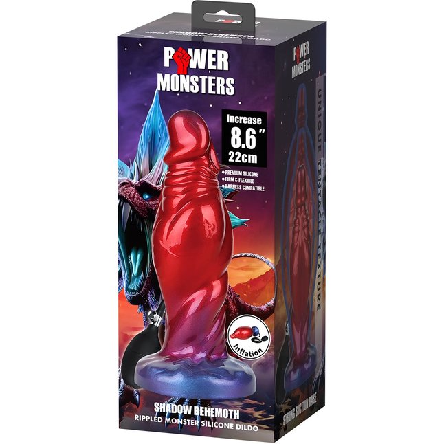 Красный фаллоимитатор с функцией расширения Shadow Behemoth - 21 см. Фотография 8.