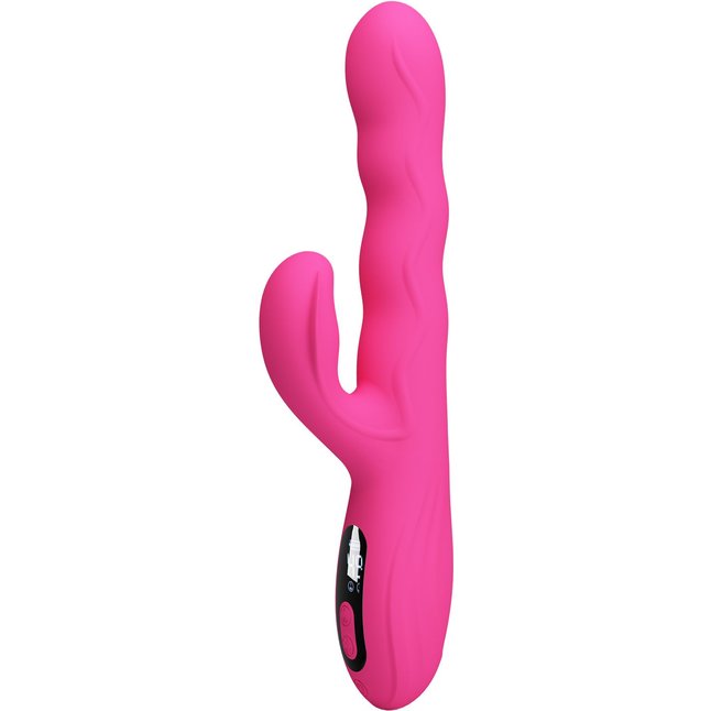Розовый вибростимулятор-кролик с волновыми движениями Winters - 25,2 см - Pretty Love. Фотография 6.