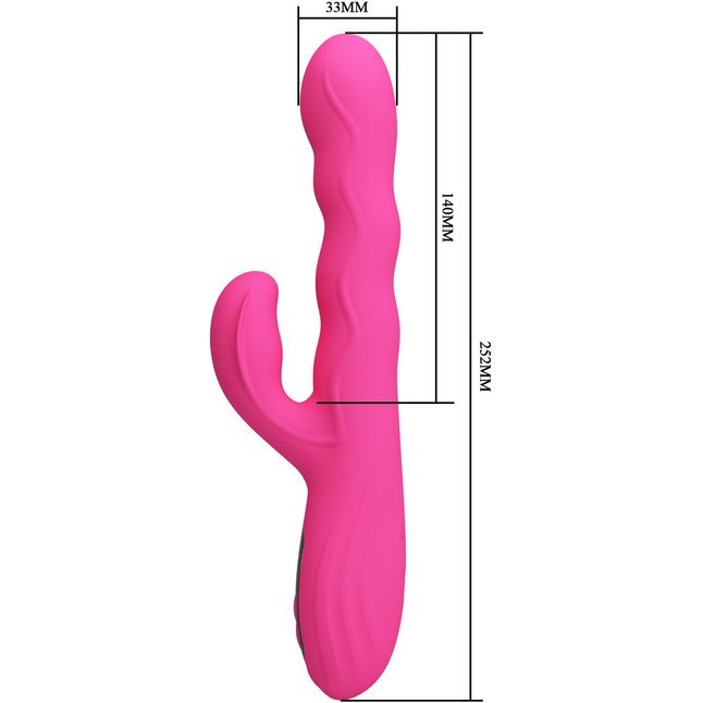 Розовый вибростимулятор-кролик с волновыми движениями Winters - 25,2 см - Pretty Love. Фотография 9.