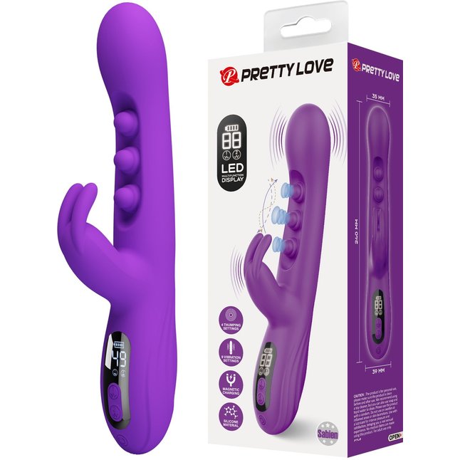 Фиолетовый вибростимулятор-кролик с шариками для точки G Sabien - 24 см - Pretty Love. Фотография 2.