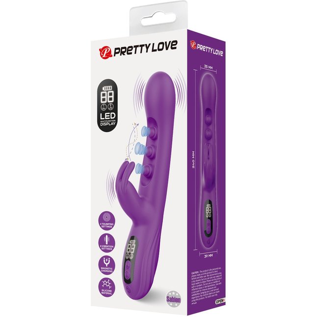Фиолетовый вибростимулятор-кролик с шариками для точки G Sabien - 24 см - Pretty Love. Фотография 11.