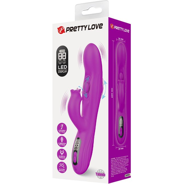 Лиловый вибромассажёр-кролик со стимуляцией точки G Yalanda - 23,9 см - Pretty Love. Фотография 10.