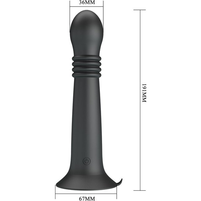 Черный стимулятор с поступательными движениями и вращением Stellan - 19,1 см - Pretty Love. Фотография 5.