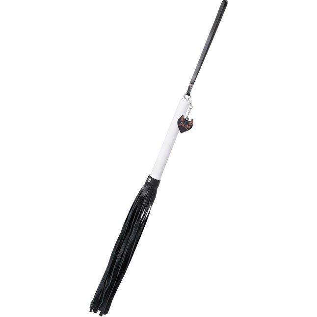 Плеть с белой рукоятью и чёрными хлыстами - 50 см. Фотография 2.