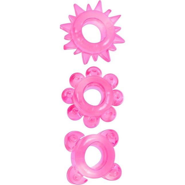 Комплект из 3 розовых эрекционных колец - EROWOMAN-EROMAN