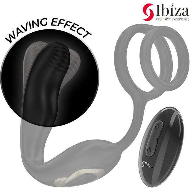 Черная анальная пробка с вращением и эрекционными кольцами. Фотография 4.