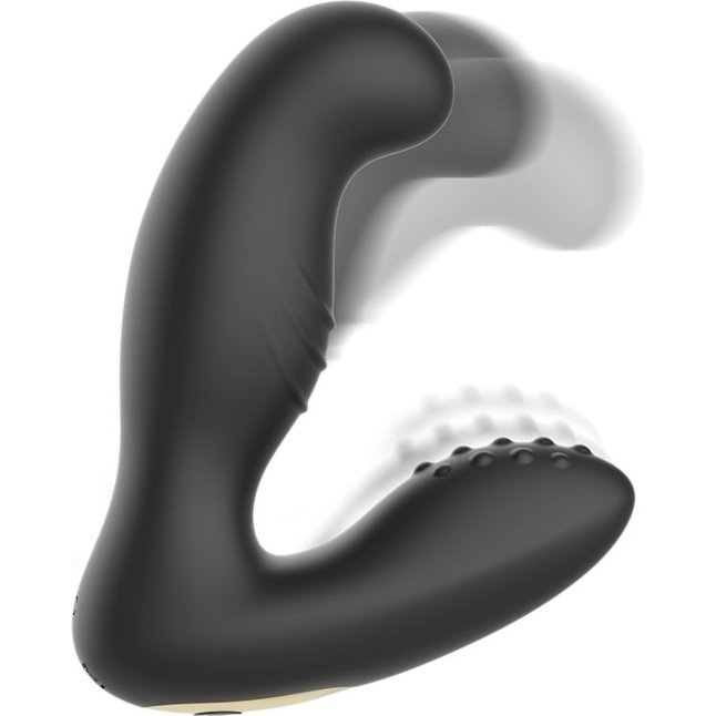 Черный вибромассажер простаты с ротацией и пультом ДУ. Фотография 2.