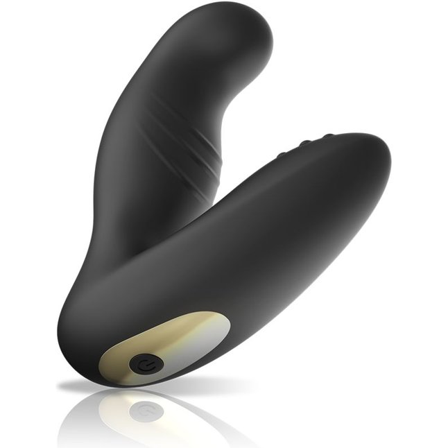 Черный вибромассажер простаты с ротацией и пультом ДУ. Фотография 3.