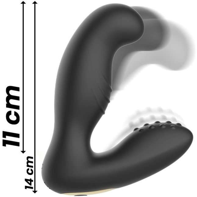 Черный вибромассажер простаты с ротацией и пультом ДУ. Фотография 8.
