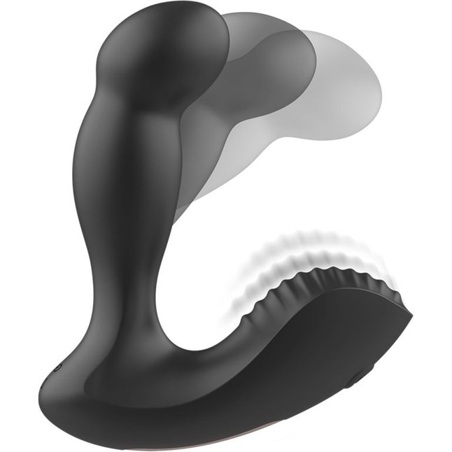 Черный массажер простаты с вибрацией и функцией фингеринга. Фотография 2.