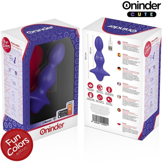 Фиолетовая анальная вибропробка с управлением через приложение - 13,5 см. Фотография 2.