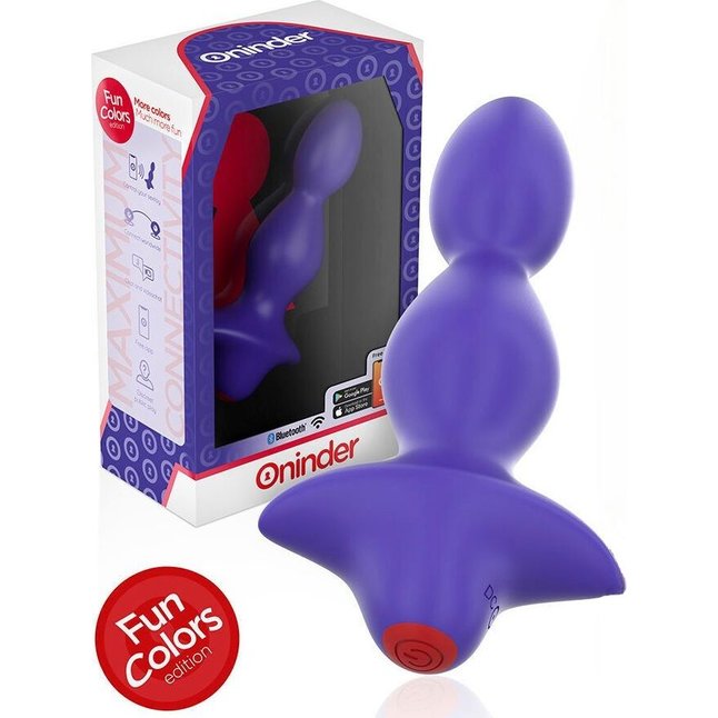 Фиолетовая анальная вибропробка с управлением через приложение - 13,5 см