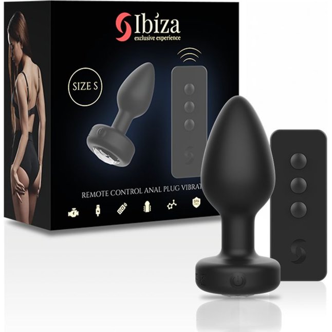 Черная анальная вибропробка с пультом ДУ. Фотография 3.