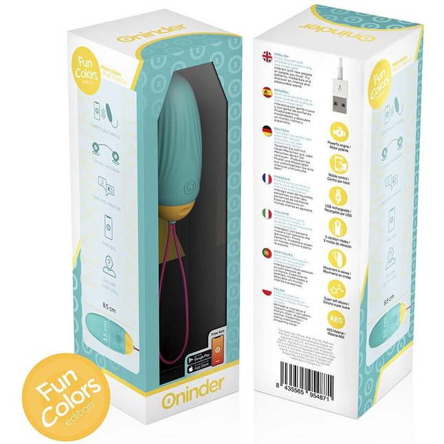 Бирюзовое виброяйцо с ротацией и управлением через приложение. Фотография 2.