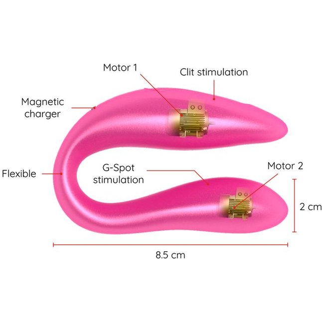 Розовый вибратор для пар с управлением через приложение. Фотография 2.