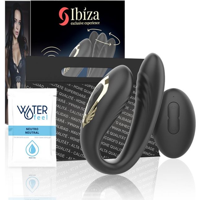 Черный вибратор для пар с ротацией и пультом ДУ. Фотография 5.