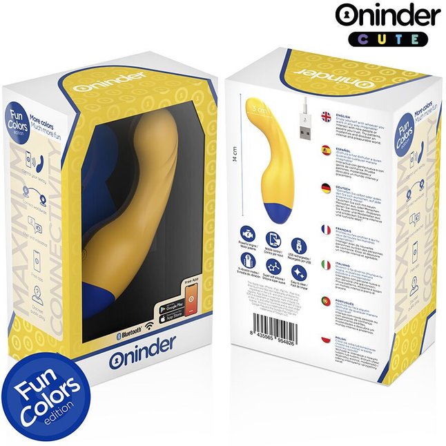 Желтый изогнутый мини-вибратор с управлением через приложение - 14 см. Фотография 2.