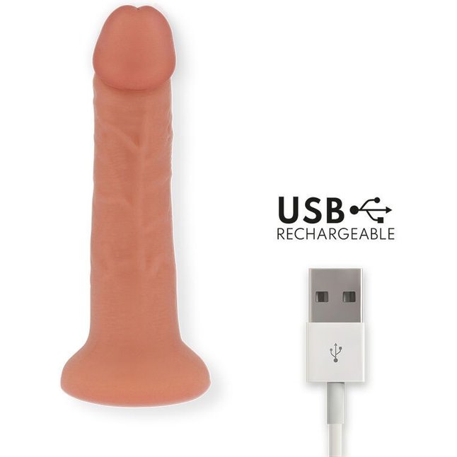 Телесный реалистичный вибратор с управлением через приложение - 22 см. Фотография 2.