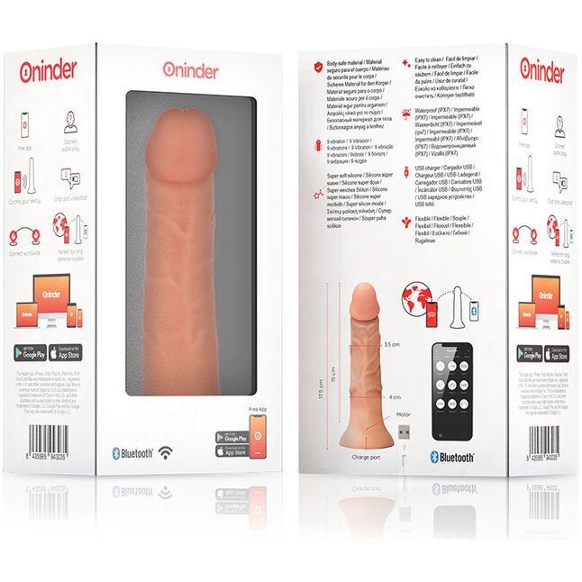 Телесный реалистичный вибратор с управлением через приложение - 17,5 см. Фотография 5.