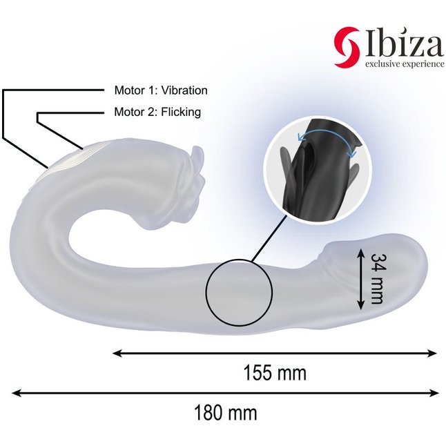 Черный вагинально-клиторальный вибратор с функцией маятника - 18 см. Фотография 7.