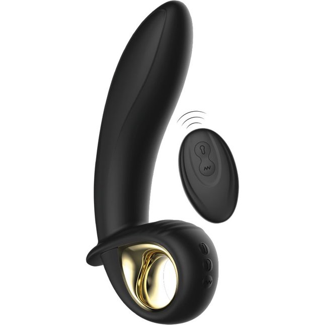 Черный вибратор с функцией расширения - 16,5 см