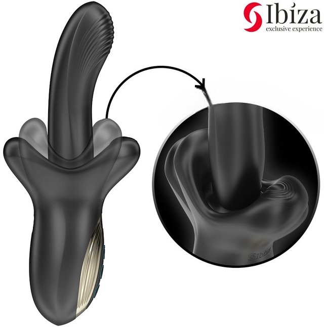 Черный вибратор с эффектом фрикций и посасывания - 23 см. Фотография 2.