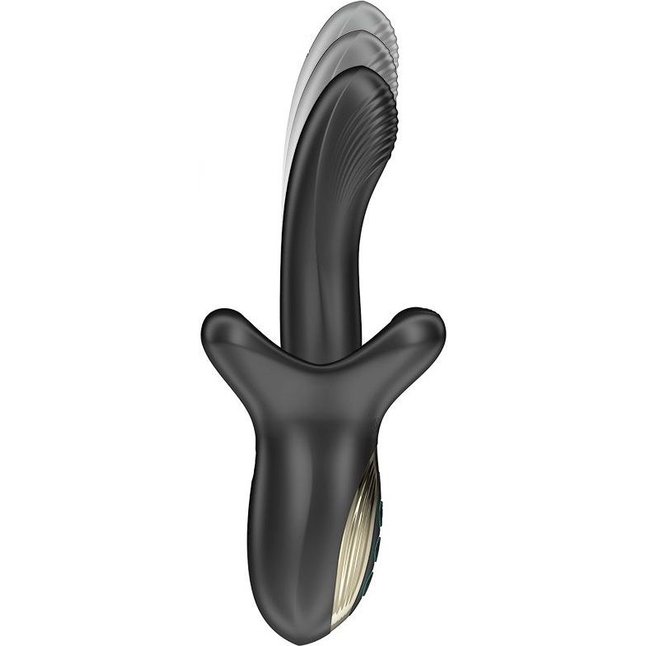 Черный вибратор с эффектом фрикций и посасывания - 23 см