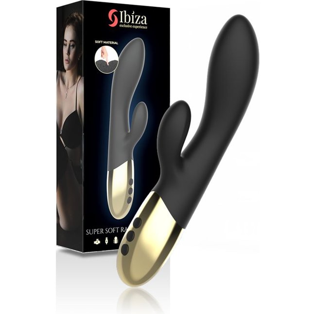 Черный перезаряжаемый вибратор-кролик - 22 см. Фотография 3.