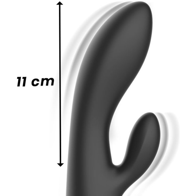 Черный перезаряжаемый вибратор-кролик - 22 см. Фотография 7.