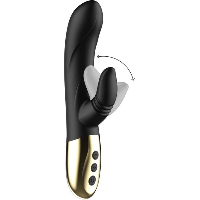 Черный вибратор-кролик с имитацией оральных ласк - 20 см. Фотография 4.