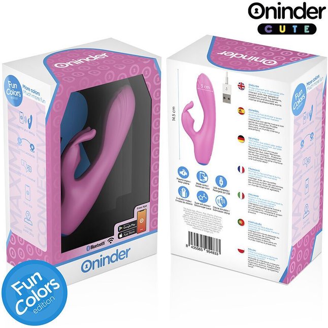 Розовый мини-вибратор типа ’’кролик’’ с управлением через приложение - 14,5 см. Фотография 2.